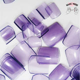 Faux ongles pour les orteils en acrylique avec plusieurs choix de couleurs 10 tailles différentes, et 50 pièces par taille, de couleur mauve transparent.