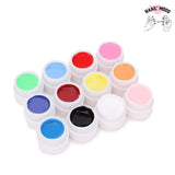 Vernis à ongle en gel pour machine de sechage UV. De couleur bleu ciel, bleu foncé, bleur clair, jaune, orange, rose , rose suamon, rouge, vert, blanc et noir