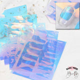 Film holographique en autocollant pour décorer les ongles. Ensemble de papier glacés à coller sur les ongles.