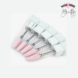 Embout rose pour une machine de manucure électrique. 5 Embouts pour lime à ongles rotatives.
