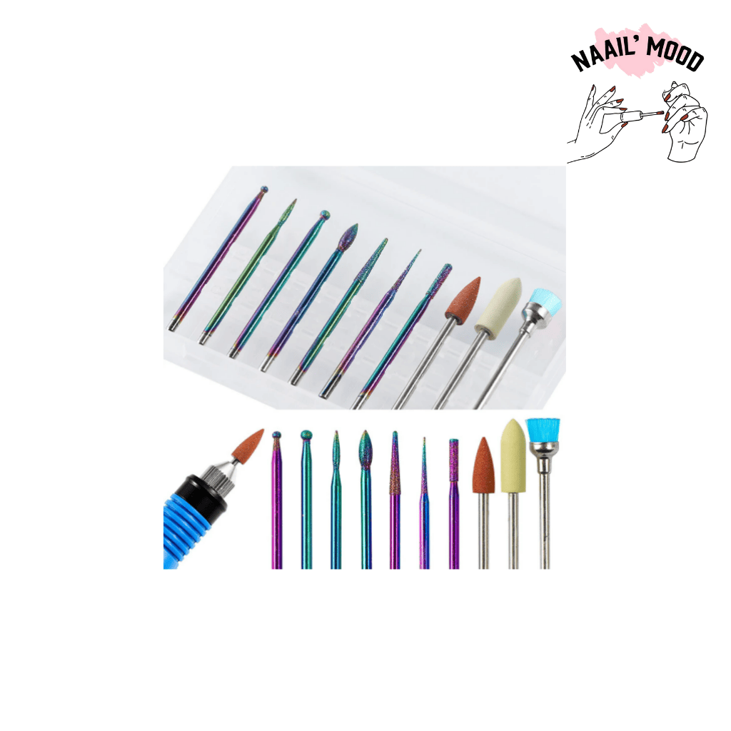 mèches de perceuse à ongles électrique. Fait en céramic et tungstène. Contient 10 forêt par paquet.
